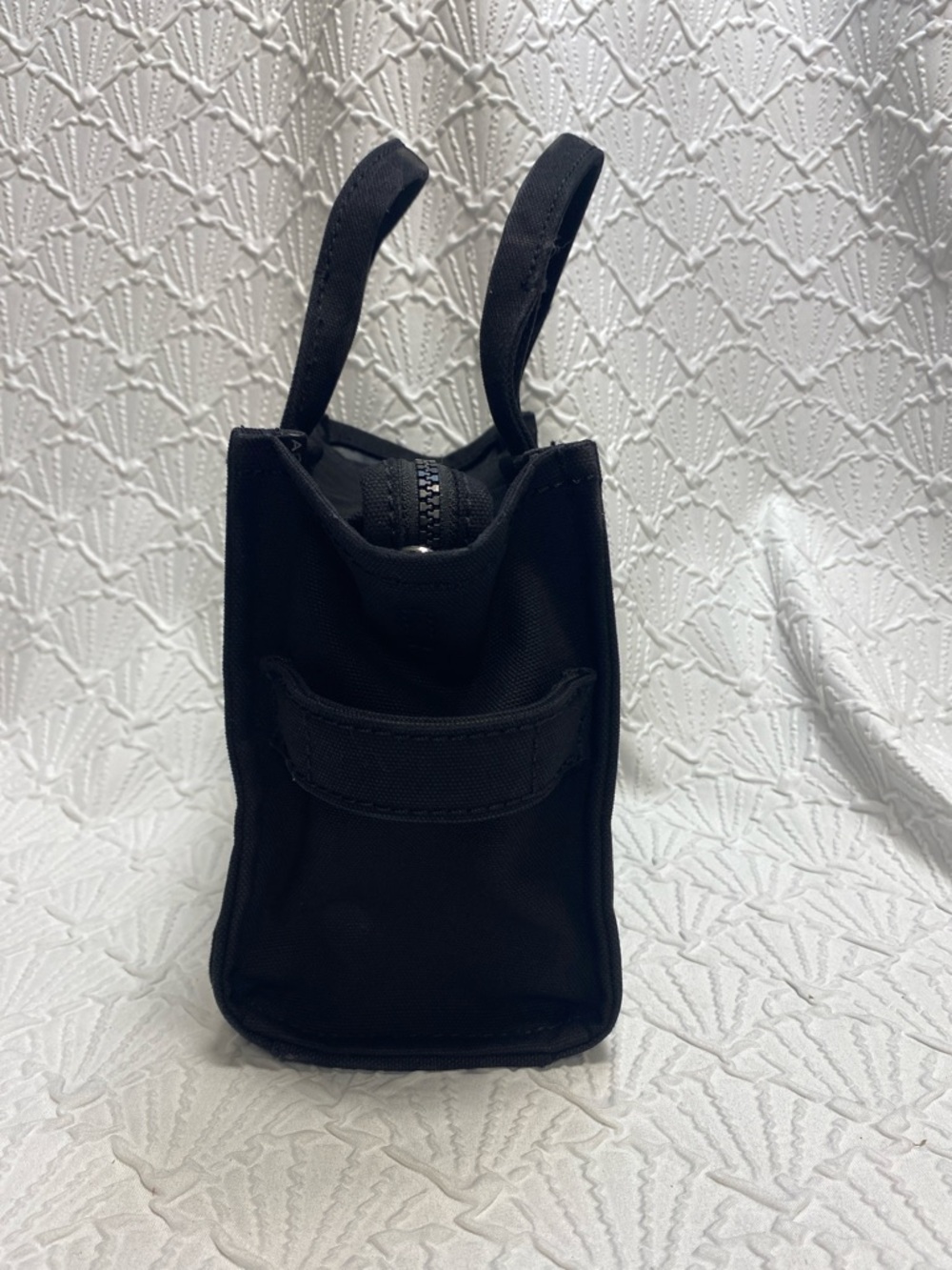 Marc Jacobs small Black Canvas The Tote Bag with Logo roomy easy clean designer - Picture 3 of 16
